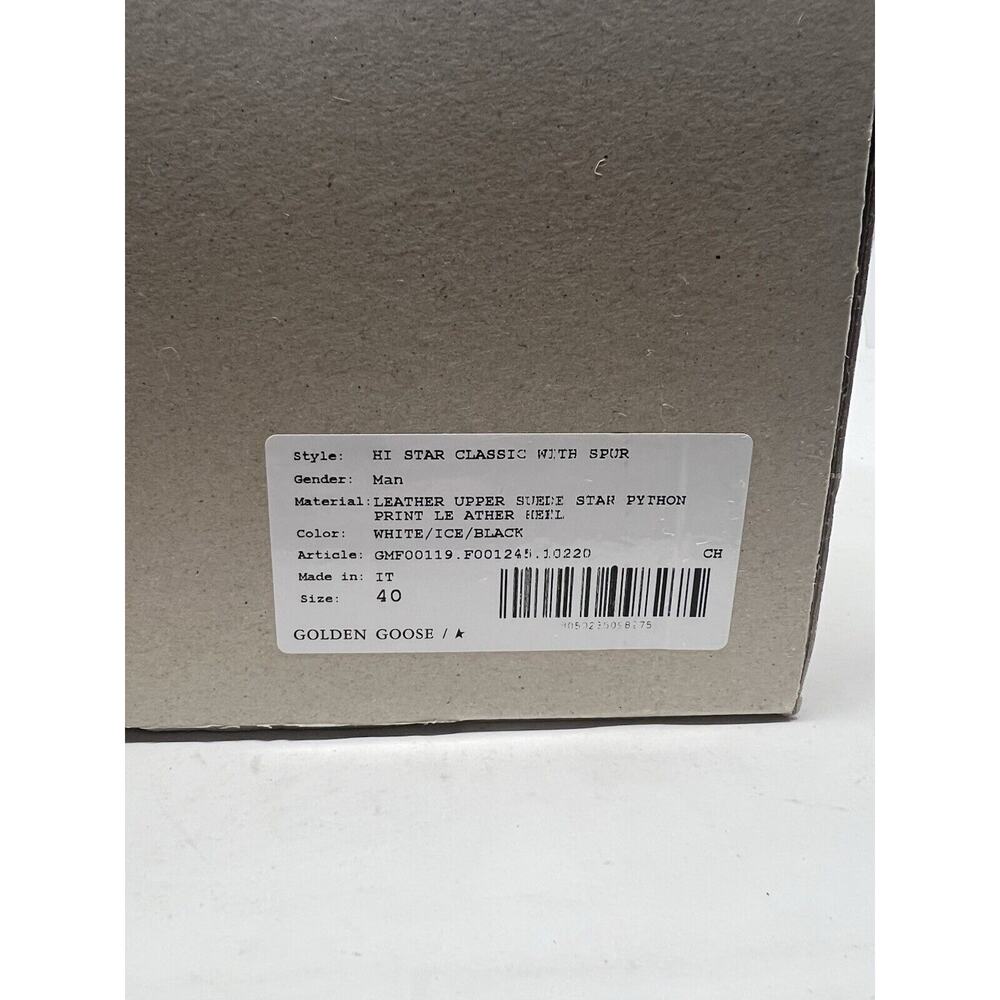NIB Golden Goose Hi Star Sneaker White / Ice / Black Python Print Suede Star 40 - Picture 9 of 10